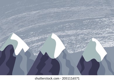 snowy mountain peaks  vector illustration