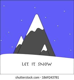 
Snowy mountain postcard. Snow-covered mountain. Vector illustration of mountains.