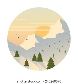 Snowy mountain range.