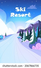 snowy mountain range beautiful nature sunset landscape background ski resort concept
