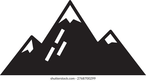 Snowy mountain range silhouette mountains