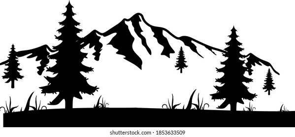 Snowy Mountain Silhouette Winter Season Stock Vector (Royalty Free ...