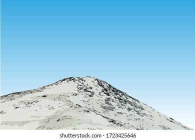 Snowy mountain. snow covered hills. vector clip art for design