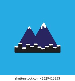 Snowy mountain with valleys all around, vector, illustration, asset