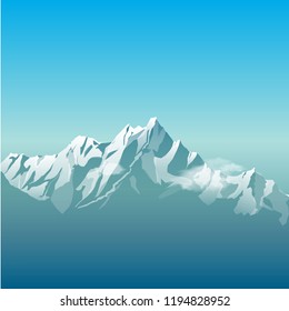Snowy mountain. Vector landscape illustration. Berg 