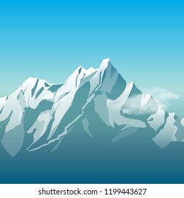 Snowy mountain. Vector landscape illustration. Berg 