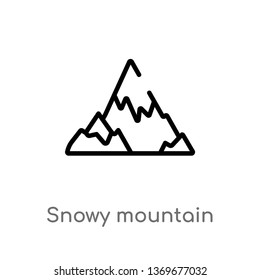 Snowy Mountain Vector Line Icon. Simple Element Illustration. Snowy Mountain Outline Icon From Winter Concept. Can Be Used For Web And Mobile