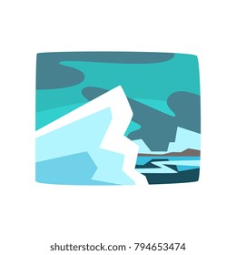 Snowy mountains, beautiful arctic winter landscape background, horizontal vector illustration