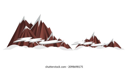 Snowy mountains and clouds. vector illustration