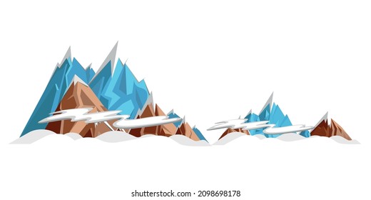 Snowy mountains and clouds. vector illustration