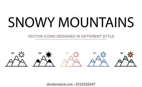 Snowy Mountains icon design with white background stock illustration