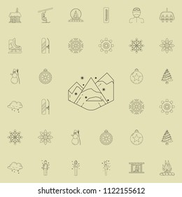 snowy mountains icon. Detailed set of Winter icons. Premium quality graphic design sign. One of the collection icons for websites, web design, mobile app on colored background