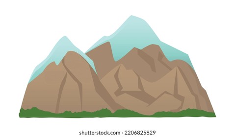 Snowy mountains icon. Sharp temperature drop, peaks and hills. Element of natural landscape. Graphic element for website, poster or banner. Outdoor relief concept. Cartoon flat vector illustration