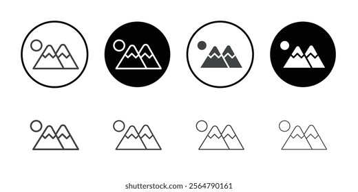 Snowy mountains icon simple vector symbol