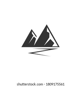 vectores de icono de montañas nevadas sobre un fondo blanco