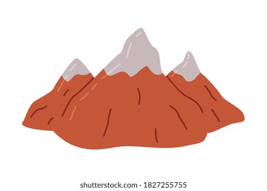 Snowy Mountains, Outdoor Travel, Adventure, Tourism Cartoon Style Vector Illustration