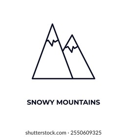 snowy mountains outline icon. Linear vector from ecology concept. Thin line snowy mountains icon isolated on white background