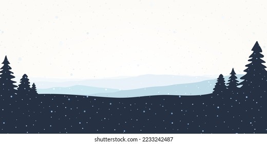 Snowy mountains panoramic view abstract illustration