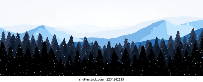 Montañas nevadas vista panorámica ilustración abstracta