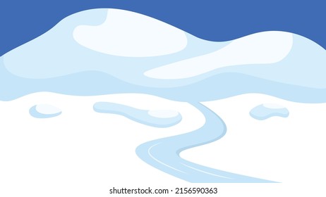 Montañas nevadas y río en invierno