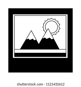 snowy mountains with sun isolated icon
