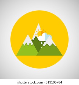 snowy mountains. sun rain weather concept design vector illustration eps 10