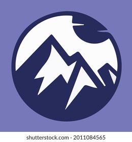 snowy mountains and sun simple geometric badge