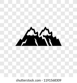 Snowy mountains vector icon isolated on transparent background, Snowy mountains transparency logo concept
