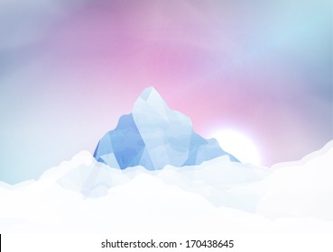 Snowy mountains - Vector Illustration