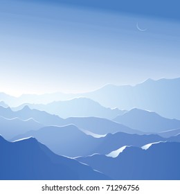 Snowy mountains. Vector landscape