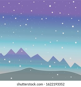 Snowy Natural Landscape. Vector Illustration. Cozy Winter Accent.