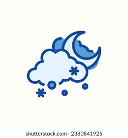 snowy, night blue icon, isolated icon in light background, perfect for website, blog, logo, graphic design, social media, UI, mobile app