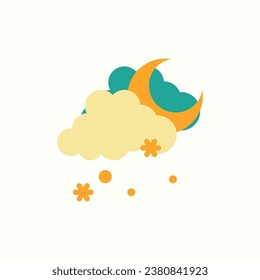 snowy, night flat icon, isolated icon in light background, perfect for website, blog, logo, graphic design, social media, UI, mobile app
