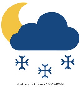 Snowy night icon flat vector illustration