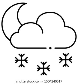 Snowy night icon lineal vector illustration