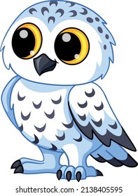 Snowy Owl Baby. Cartoon Arctic White Bird