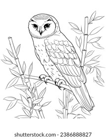 Snowy-Owl-Bambus-Farbseite