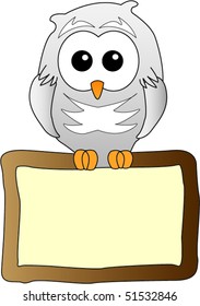 Snowy owl with a board