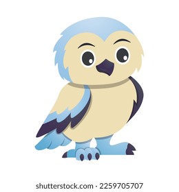 Snowy owl cartoon character . Vector .