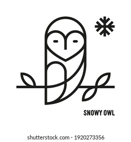 Snowy Owl Icon. Ornithology, Nocturnal, Bird of Prey. Knowledge and Knowledge. Mono outline style - Vector