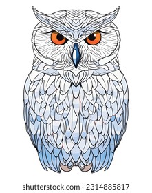 Snowy Owl illustration on white background 