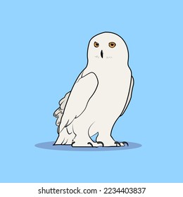 Snowy owl_Vector illustration, isolated on blue