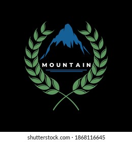 snowy peaks mountain and paddy logo, vector illustrations