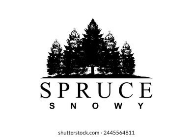 Snowy pine and pile of ice, logo design illustration