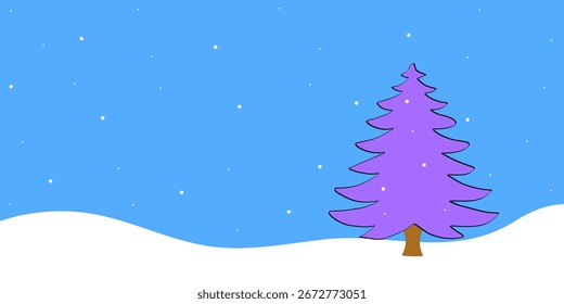 Árbol de pino nevado con nieve que cae y fondo en blanco