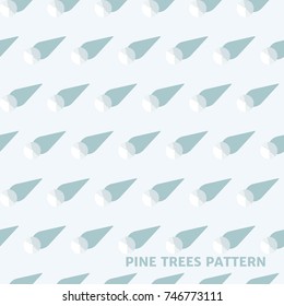 Snowy pine trees in top view pattern with shadow.