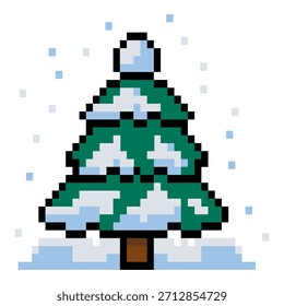 Winterkiefer mit verschneiten Pixeln