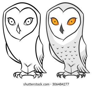 snowy polar arctic owl in modern cartoon style