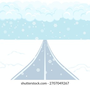 Schneesichere Straße im Winter. Flache Vektorgrafik.
