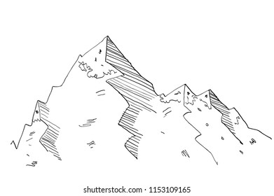 Snowy and rocky alpine  mountain vector illustration, for  mountaining, outdoor and expedition travel design